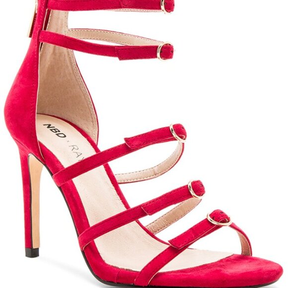 ✨NIB Beautiful RAYE Hunter Red Suede Sandals Sz 9.5 - Picture 1 of 4